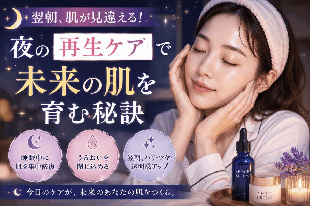 翌朝、肌が見違える！夜の【再生ケア】で未来の肌を育む秘訣