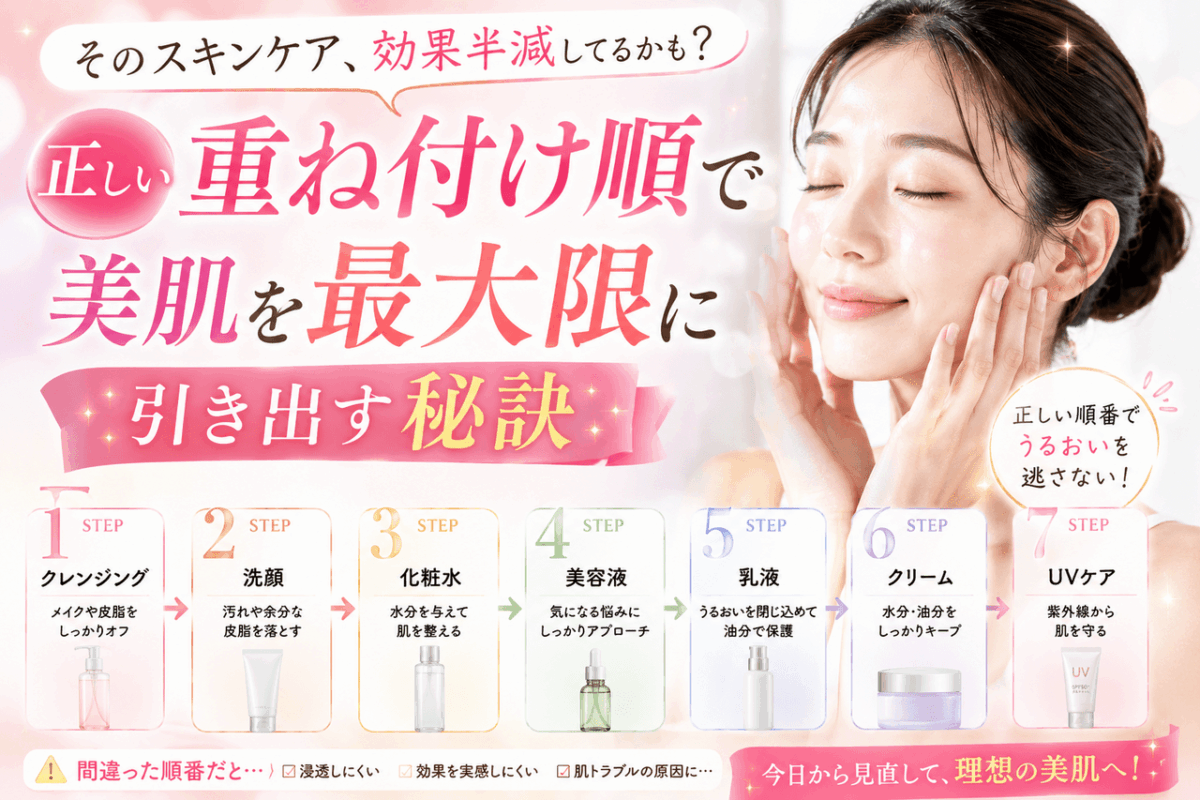 そのスキンケア、効果半減してるかも？正しい重ね付け順で美肌を最大限に引き出す秘訣