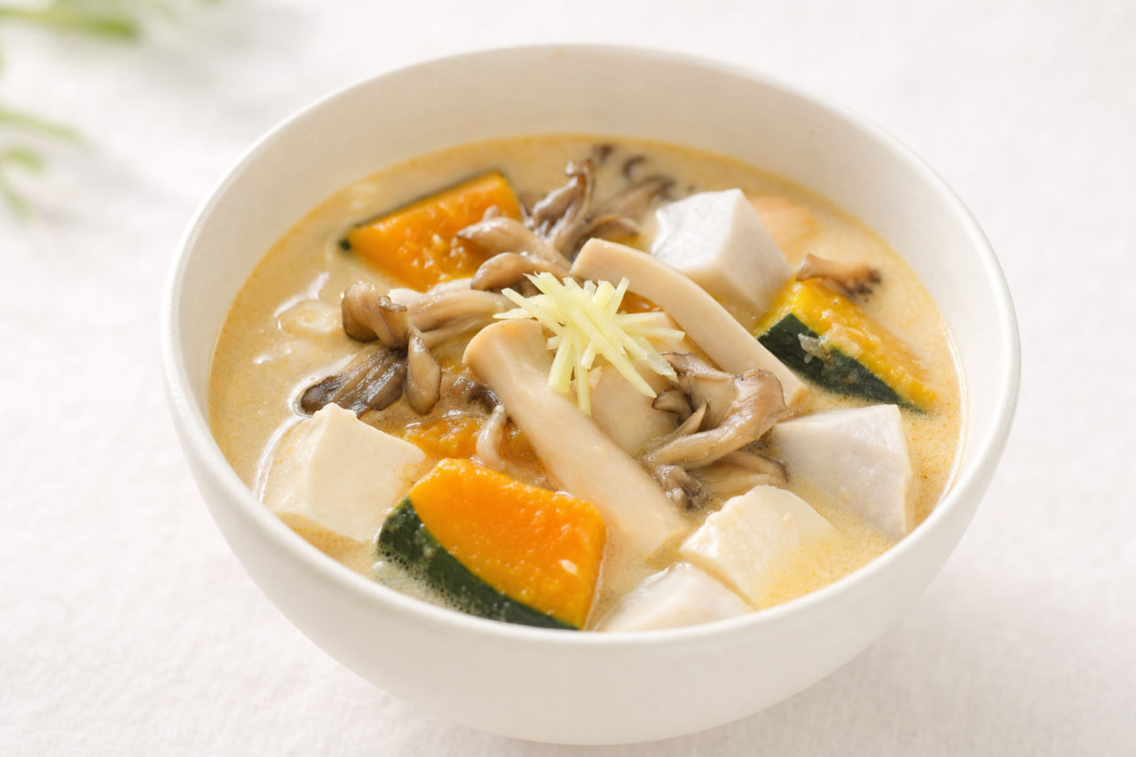 かぼちゃと舞茸のほっくりポタージュ風けんちん汁