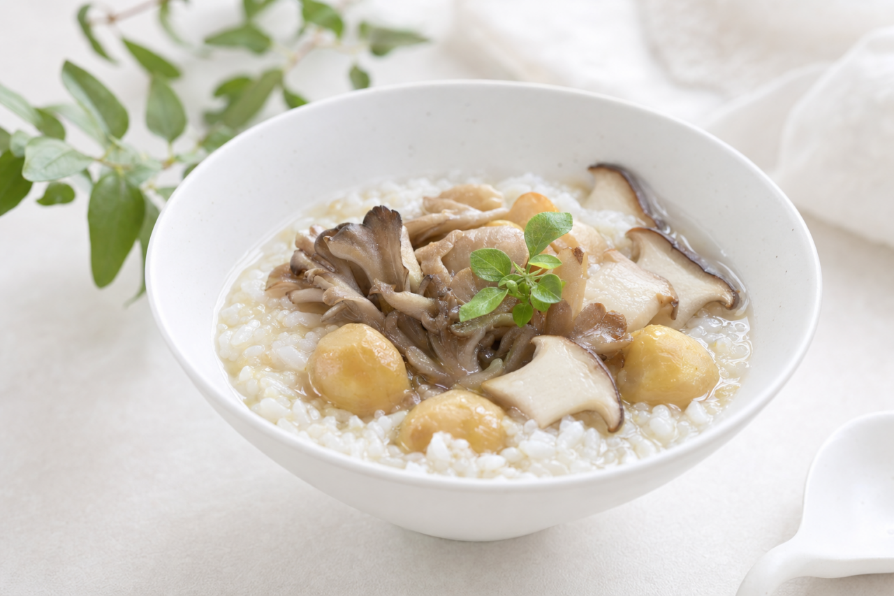 栗と舞茸のほっくりダイエット炊き込みご飯風雑炊